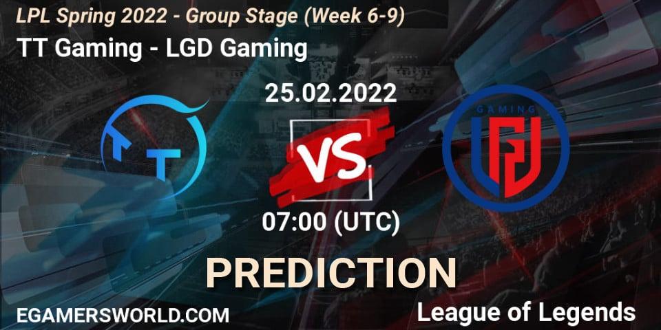 Pronóstico TT Gaming - LGD Gaming. 25.02.2022 at 07:00, LoL, LPL Spring 2022 - Group Stage (Week 6-9)