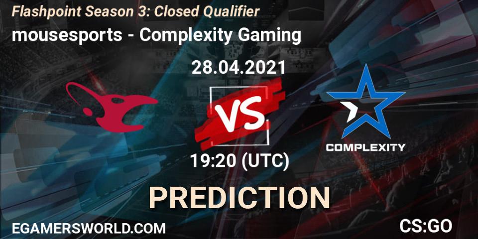 Pronóstico mousesports - Complexity Gaming. 28.04.2021 at 19:30, Counter-Strike (CS2), Flashpoint Season 3: Closed Qualifier