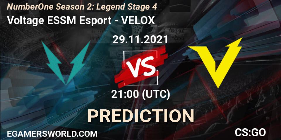 Pronóstico Voltage ESSM Esport - VELOX. 29.11.2021 at 21:00, Counter-Strike (CS2), NumberOne Season 2: Legend Stage 4