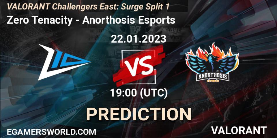 Pronóstico Zero Tenacity - Anorthosis Esports. 22.01.2023 at 19:30, VALORANT, VALORANT Challengers 2023 East: Surge Split 1