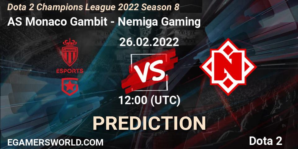 Pronóstico AS Monaco Gambit - Nemiga Gaming. 24.03.2022 at 12:00, Dota 2, Dota 2 Champions League 2022 Season 8