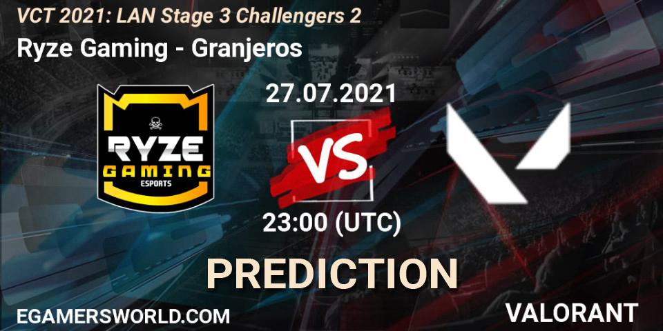Pronóstico Ryze Gaming - Granjeros. 27.07.2021 at 23:00, VALORANT, VCT 2021: LAN Stage 3 Challengers 2