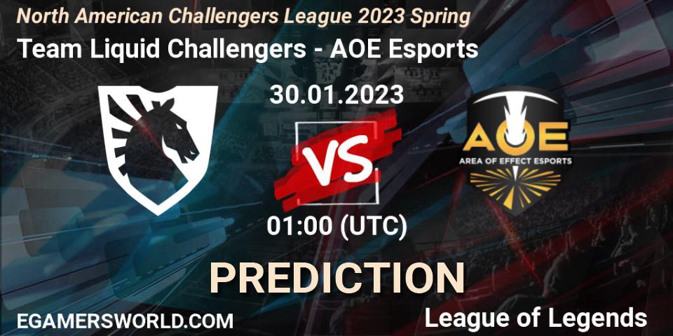 Pronóstico Team Liquid Challengers - AOE Esports. 30.01.23, LoL, NACL 2023 Spring - Group Stage