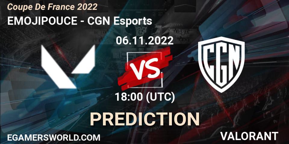 Pronóstico EMOJIPOUCE - CGN Esports. 06.11.2022 at 19:00, VALORANT, Coupe De France 2022