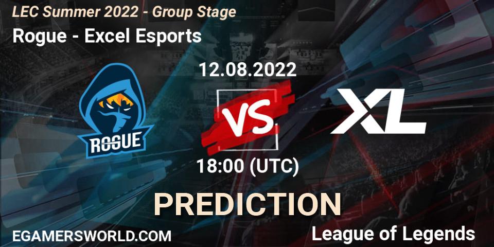 Pronóstico Rogue - Excel Esports. 12.08.22, LoL, LEC Summer 2022 - Group Stage