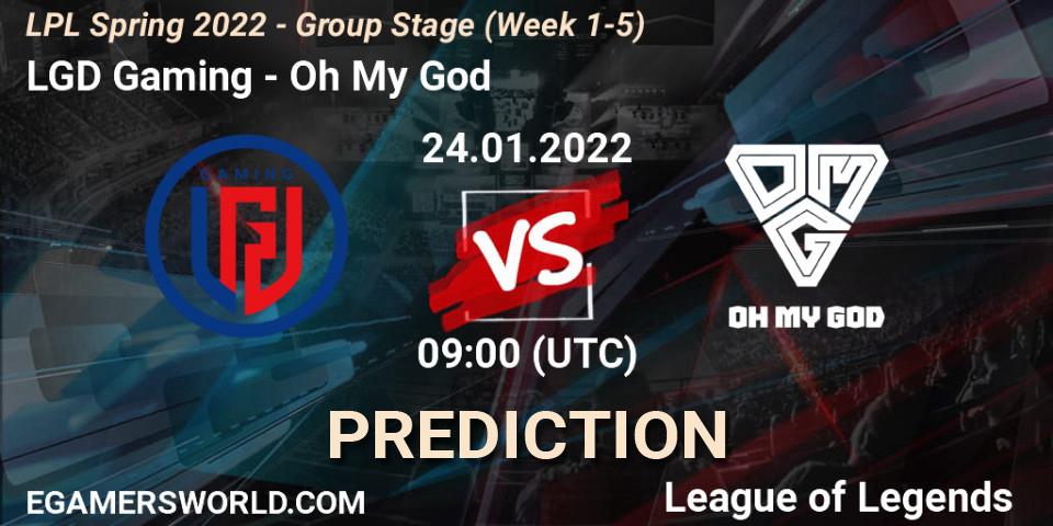 Pronóstico LGD Gaming - Oh My God. 24.01.2022 at 09:00, LoL, LPL Spring 2022 - Group Stage (Week 1-5)