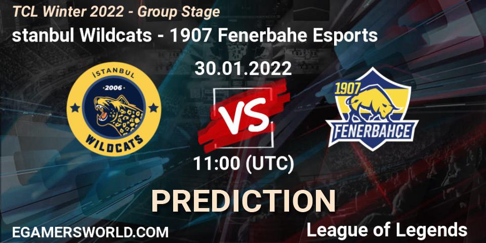Pronóstico İstanbul Wildcats - 1907 Fenerbahçe Esports. 30.01.22, LoL, TCL Winter 2022 - Group Stage