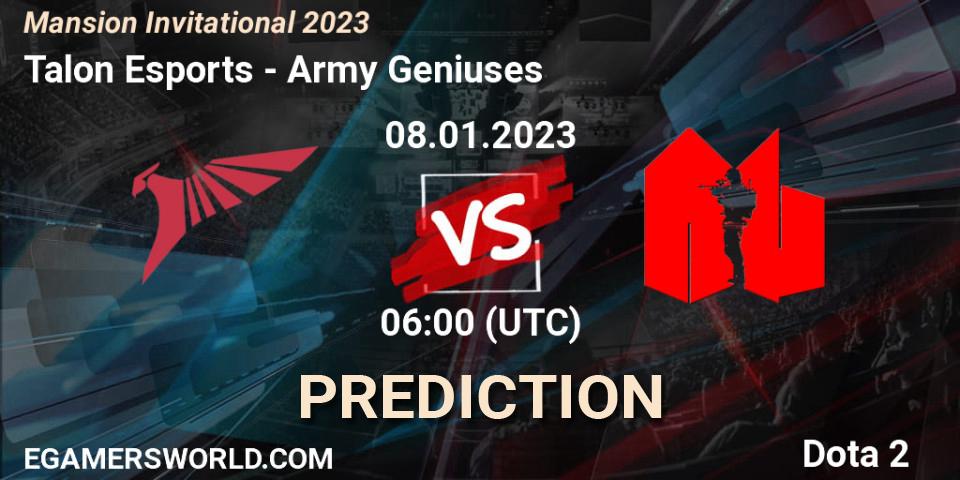 Pronóstico Talon Esports - Army Geniuses. 08.01.2023 at 06:30, Dota 2, Mansion Invitational 2023