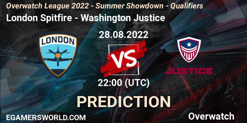 Pronóstico London Spitfire - Washington Justice. 28.08.22, Overwatch, Overwatch League 2022 - Summer Showdown - Qualifiers