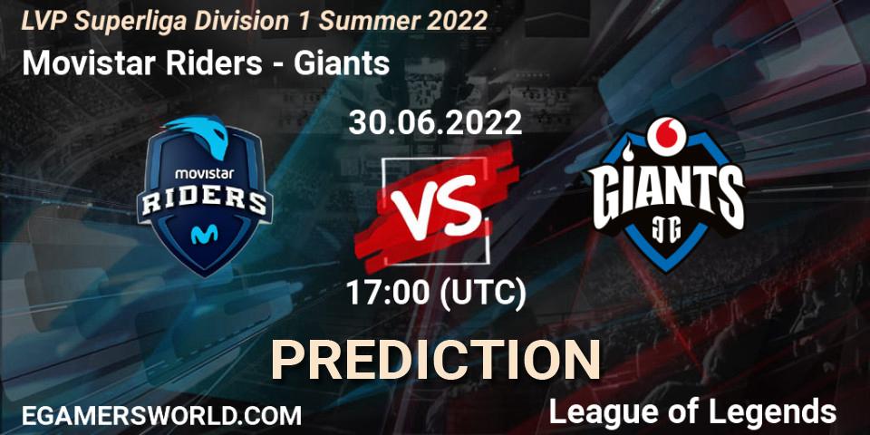 Pronóstico Movistar Riders - Giants. 30.06.2022 at 17:00, LoL, LVP Superliga Division 1 Summer 2022