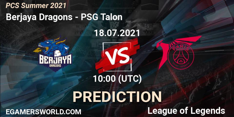 Pronóstico Berjaya Dragons - PSG Talon. 18.07.2021 at 10:00, LoL, PCS Summer 2021