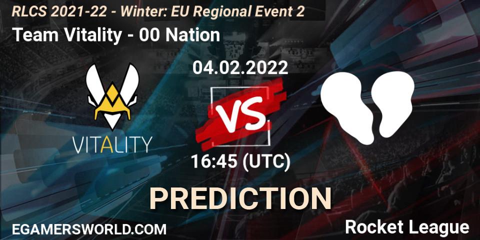 Pronóstico Team Vitality - 00 Nation. 04.02.2022 at 16:45, Rocket League, RLCS 2021-22 - Winter: EU Regional Event 2