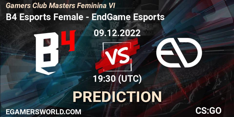 Pronóstico B4 Esports Female - EndGame Esports. 09.12.22, CS2 (CS:GO), Gamers Club Masters Feminina VI