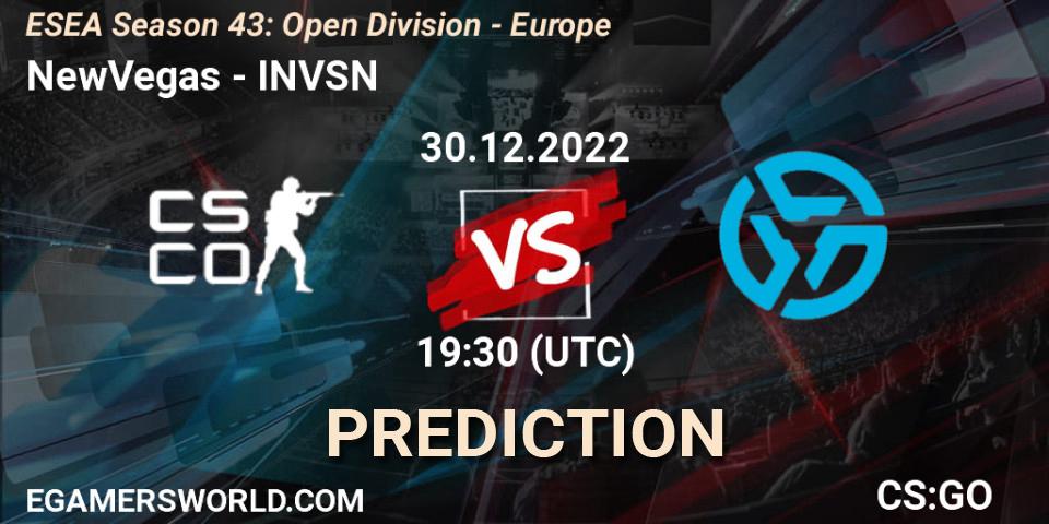 Pronóstico NewVegas - INVSN. 30.12.2022 at 19:30, Counter-Strike (CS2), ESEA Season 43: Open Division - Europe