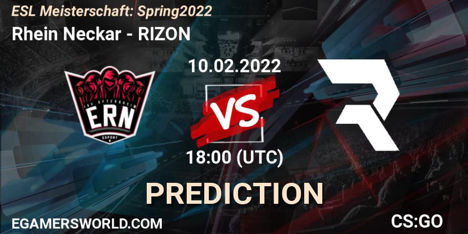 Pronóstico Rhein Neckar - RIZON. 10.02.2022 at 18:00, Counter-Strike (CS2), ESL Meisterschaft: Spring 2022