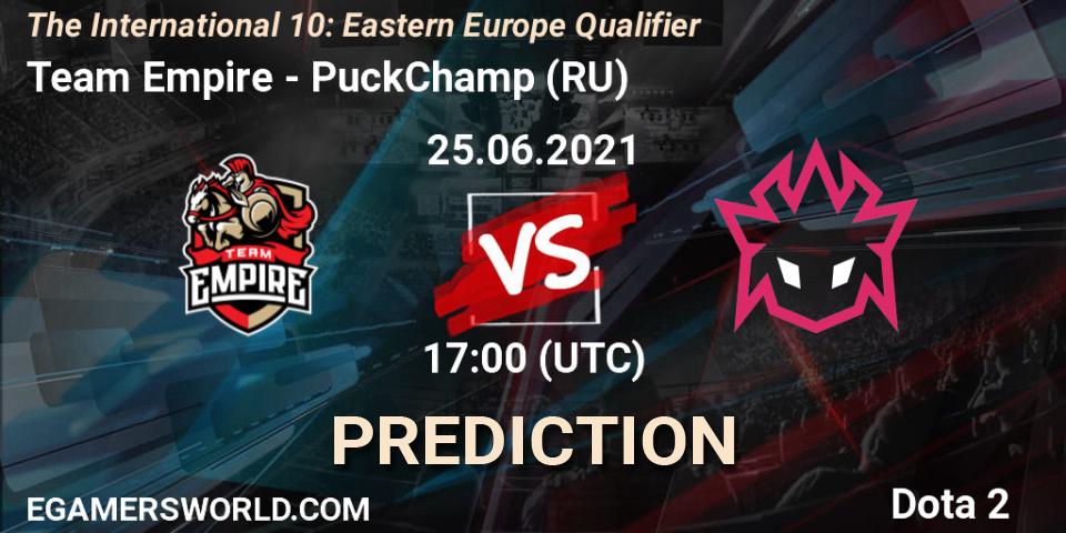 Pronóstico Team Empire - PuckChamp. 25.06.2021 at 18:25, Dota 2, The International 10: Eastern Europe Qualifier