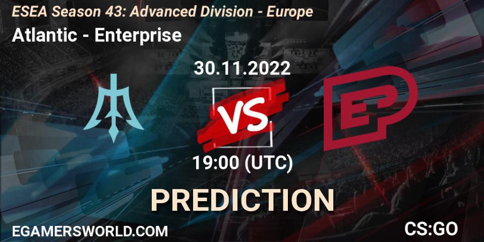 Pronóstico Atlantic - Enterprise. 30.11.2022 at 19:00, Counter-Strike (CS2), ESEA Season 43: Advanced Division - Europe