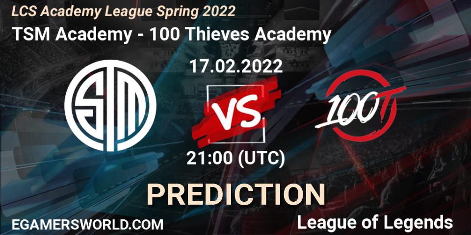 Pronóstico TSM Academy - 100 Thieves Academy. 17.02.2022 at 21:00, LoL, LCS Academy League Spring 2022