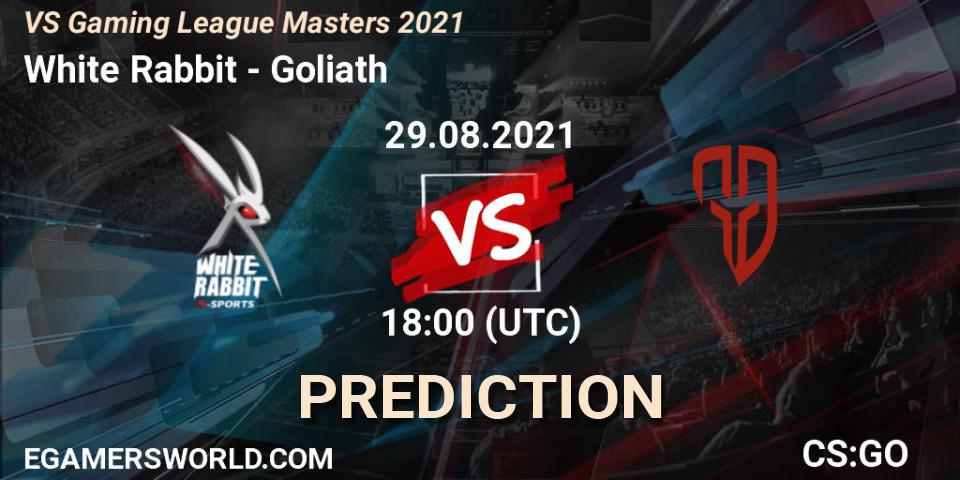 Pronóstico White Rabbit - Goliath. 29.08.2021 at 18:30, Counter-Strike (CS2), VS Gaming League Masters 2021