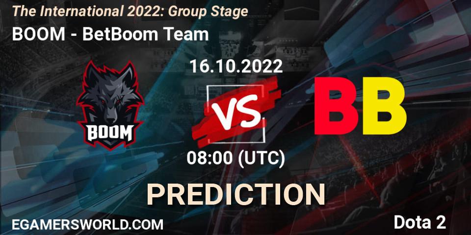 Pronóstico BOOM - BetBoom Team. 16.10.2022 at 09:20, Dota 2, The International 2022: Group Stage