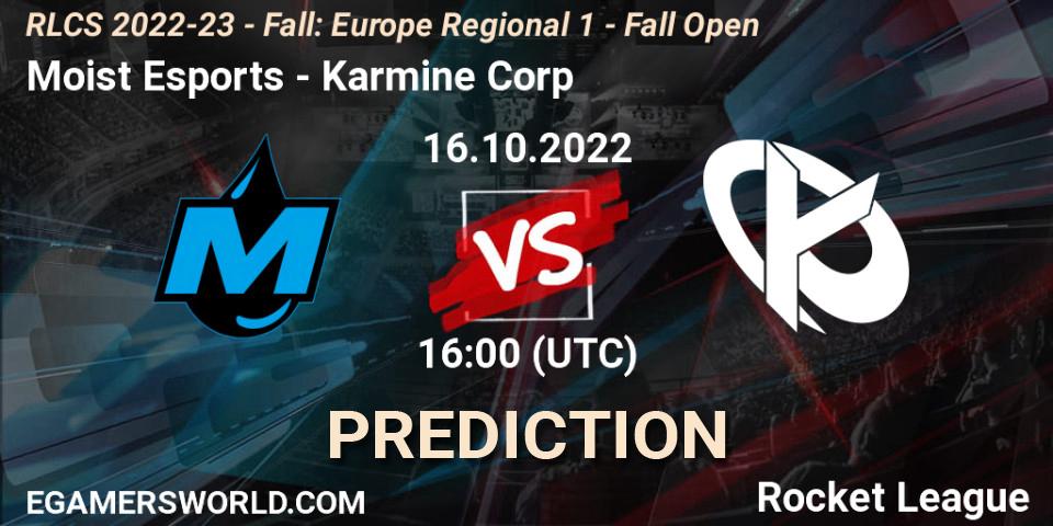 Pronóstico Moist Esports - Karmine Corp. 16.10.2022 at 15:50, Rocket League, RLCS 2022-23 - Fall: Europe Regional 1 - Fall Open