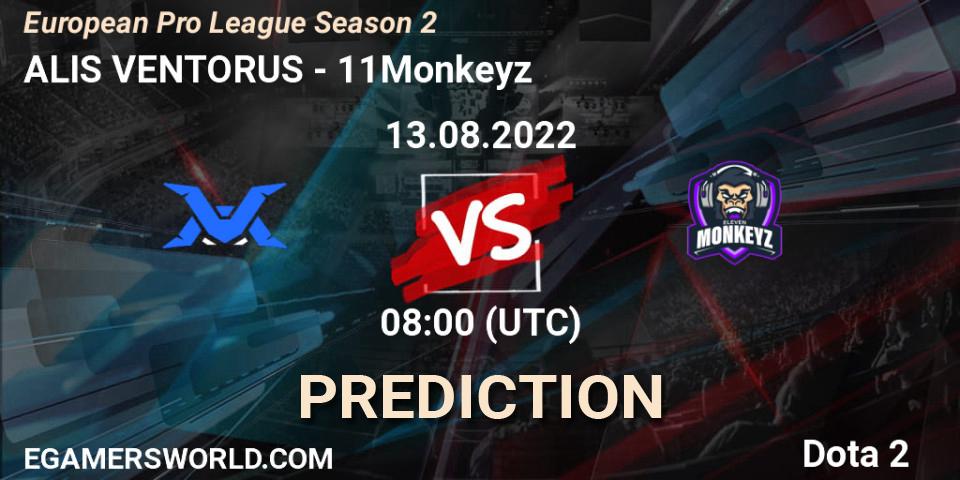 Pronóstico ALIS VENTORUS - 11Monkeyz. 13.08.2022 at 11:01, Dota 2, European Pro League Season 2