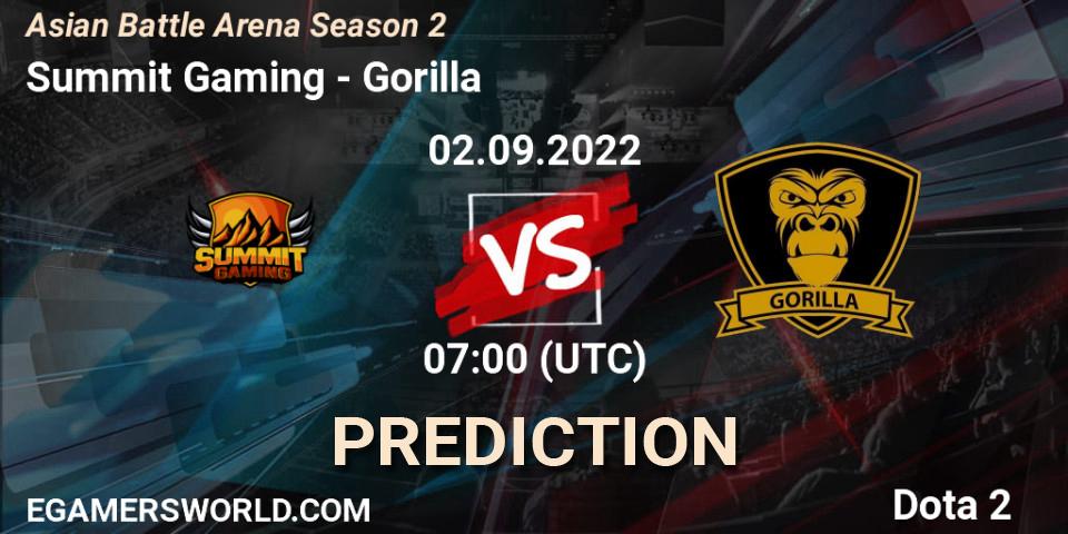 Pronóstico Summit Gaming - Gorilla. 03.09.2022 at 07:14, Dota 2, Asian Battle Arena Season 2