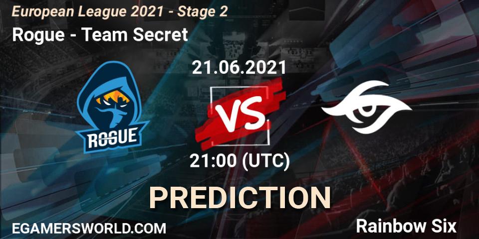 Pronóstico Rogue - Team Secret. 21.06.2021 at 21:00, Rainbow Six, European League 2021 - Stage 2