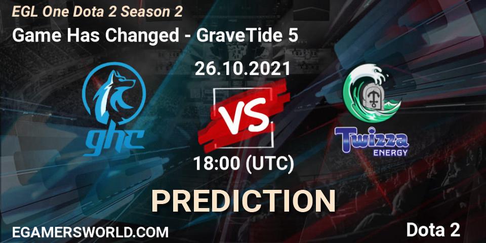 Pronóstico Game Has Changed - GraveTide 5. 31.10.2021 at 19:43, Dota 2, EGL One Dota 2 Season 2