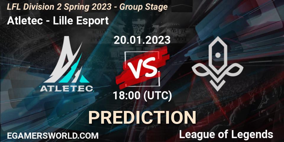 Pronóstico Atletec - Lille Esport. 20.01.2023 at 18:00, LoL, LFL Division 2 Spring 2023 - Group Stage
