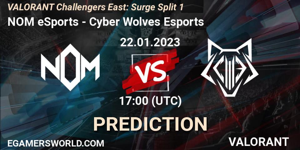 Pronóstico NOM eSports - Cyber Wolves Esports. 22.01.2023 at 17:00, VALORANT, VALORANT Challengers 2023 East: Surge Split 1