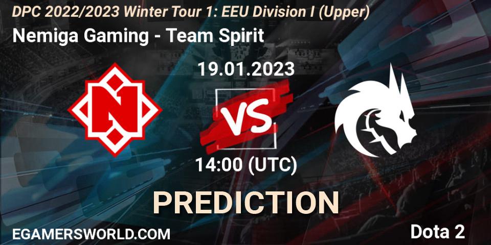 Pronóstico Nemiga Gaming - Team Spirit. 19.01.2023 at 14:00, Dota 2, DPC 2022/2023 Winter Tour 1: EEU Division I (Upper)
