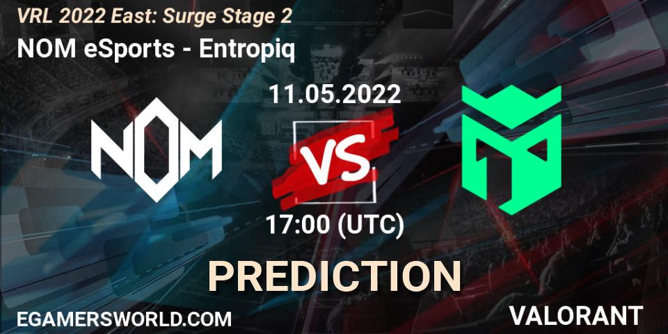 Pronóstico NOM eSports - Entropiq. 11.05.2022 at 18:10, VALORANT, VRL 2022 East: Surge Stage 2