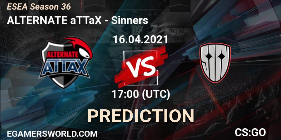 Pronóstico ALTERNATE aTTaX - Sinners. 16.04.2021 at 17:00, Counter-Strike (CS2), ESEA Premier Season 36 Europe Relegation