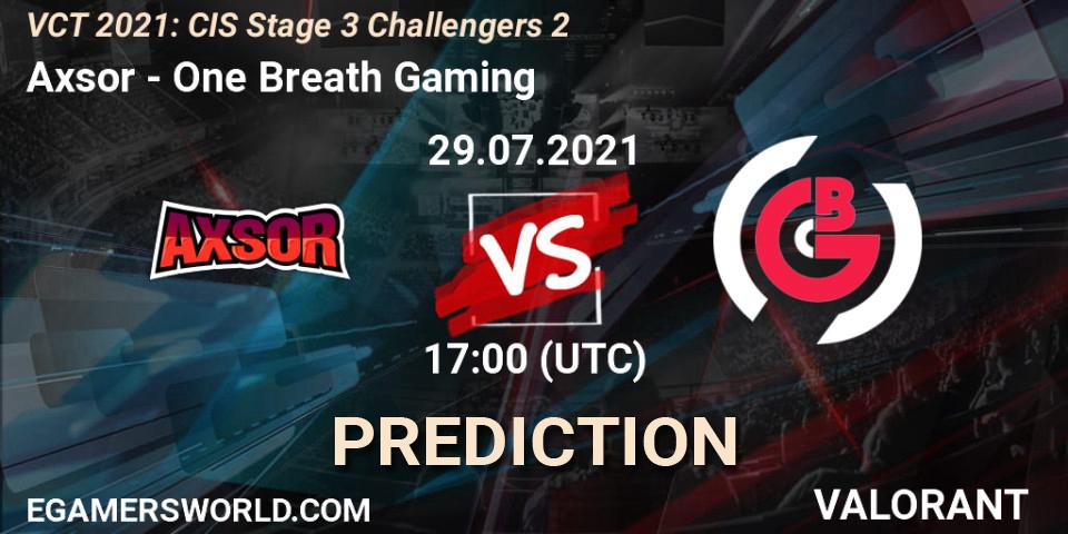 Pronóstico Axsor - One Breath Gaming. 29.07.2021 at 18:00, VALORANT, VCT 2021: CIS Stage 3 Challengers 2