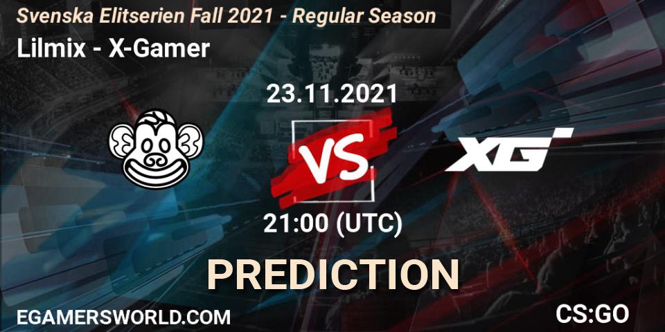 Pronóstico Lilmix - X-Gamer. 23.11.2021 at 21:00, Counter-Strike (CS2), Svenska Elitserien Fall 2021 - Regular Season