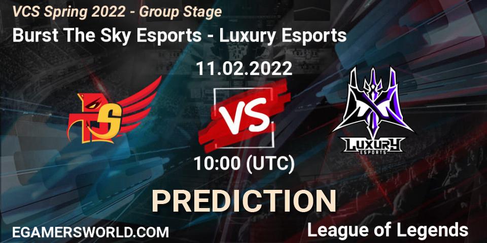 Pronóstico Burst The Sky Esports - Luxury Esports. 11.02.2022 at 10:00, LoL, VCS Spring 2022 - Group Stage 