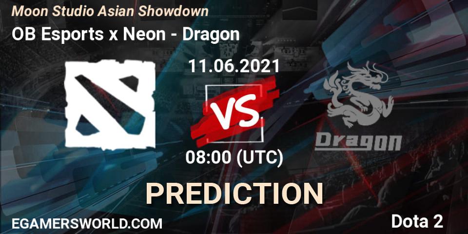 Pronóstico OB Esports x Neon - Dragon. 11.06.2021 at 07:04, Dota 2, Moon Studio Asian Showdown