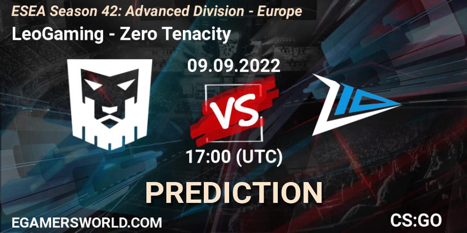 Pronóstico LeoGaming - Zero Tenacity. 09.09.2022 at 17:00, Counter-Strike (CS2), ESEA Season 42: Advanced Division - Europe