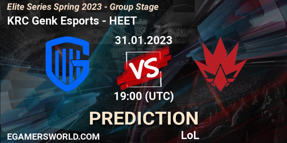 Pronóstico KRC Genk Esports - HEET. 31.01.23, LoL, Elite Series Spring 2023 - Group Stage