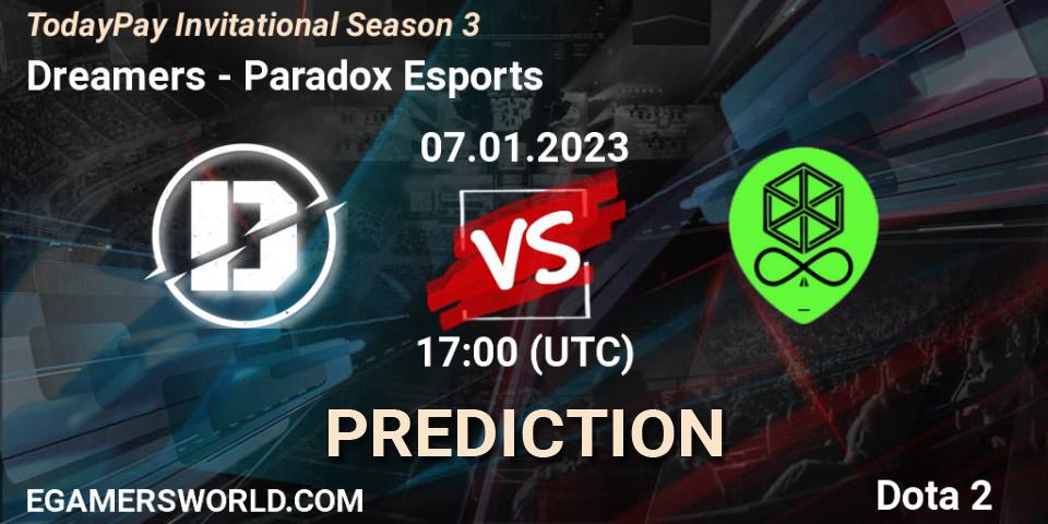 Pronóstico Dreamers - Paradox Esports. 07.01.2023 at 17:08, Dota 2, TodayPay Invitational Season 3