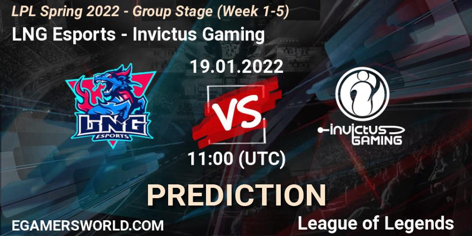 Pronóstico LNG Esports - Invictus Gaming. 19.01.22, LoL, LPL Spring 2022 - Group Stage (Week 1-5)