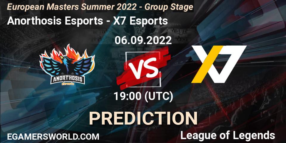 Pronóstico Anorthosis Esports - X7 Esports. 06.09.2022 at 19:00, LoL, European Masters Summer 2022 - Group Stage