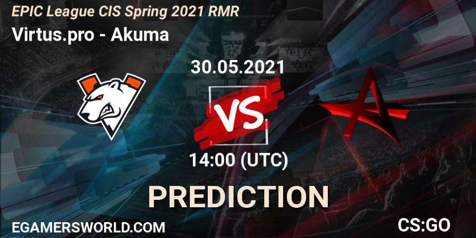Pronóstico Virtus.pro - Akuma. 30.05.2021 at 14:00, Counter-Strike (CS2), EPIC League CIS Spring 2021 RMR