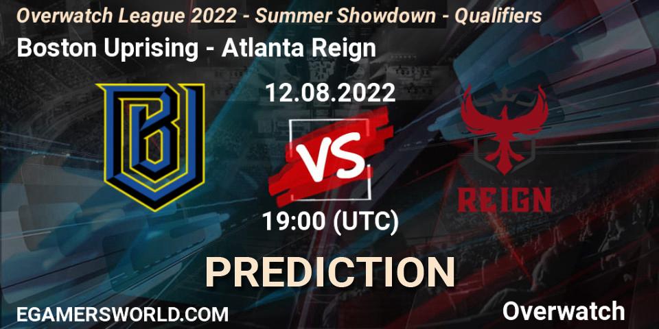 Pronóstico Boston Uprising - Atlanta Reign. 12.08.2022 at 19:00, Overwatch, Overwatch League 2022 - Summer Showdown - Qualifiers