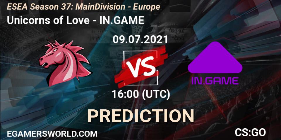 Pronóstico Unicorns of Love - IN.GAME. 09.07.2021 at 16:00, Counter-Strike (CS2), ESEA Season 37: Main Division - Europe