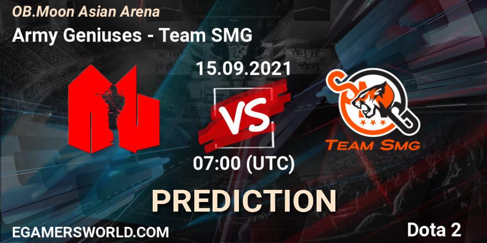Pronóstico Army Geniuses - Team SMG. 15.09.2021 at 07:09, Dota 2, OB.Moon Asian Arena