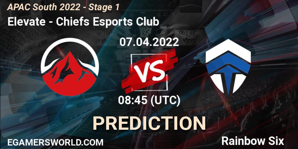 Pronóstico Elevate - Chiefs Esports Club. 07.04.2022 at 08:45, Rainbow Six, APAC South 2022 - Stage 1
