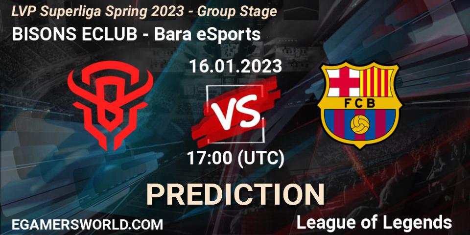 Pronóstico BISONS ECLUB - Barça eSports. 16.01.2023 at 17:00, LoL, LVP Superliga Spring 2023 - Group Stage