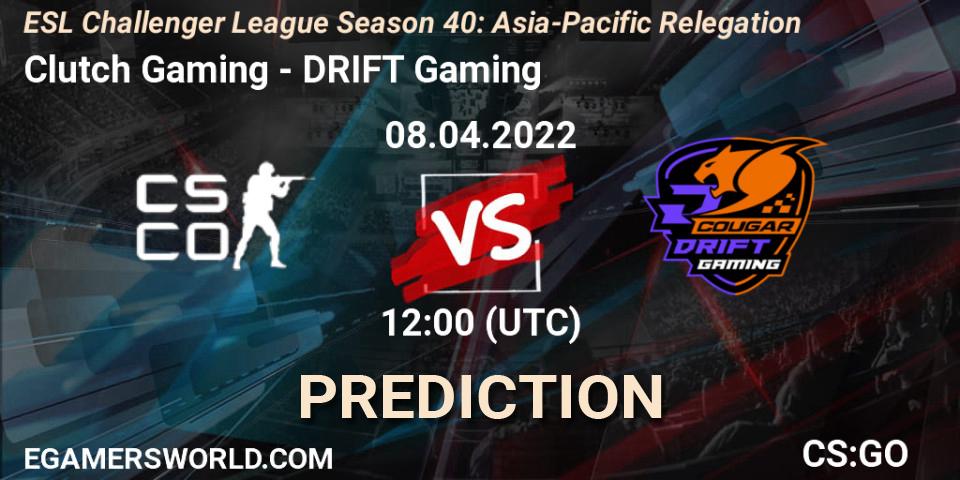 Pronóstico Clutch Gaming - DRIFT Gaming. 08.04.2022 at 12:00, Counter-Strike (CS2), ESL Challenger League Season 40: Asia-Pacific Relegation